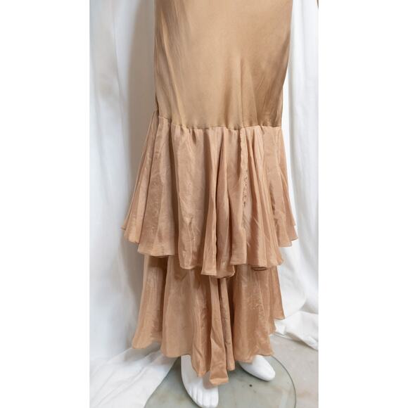 MES DESMOISELLES 'Marmalade' Silk Satin Bias Ruffled Maxi Gown FR 38 US 6 - Picture 11 of 13